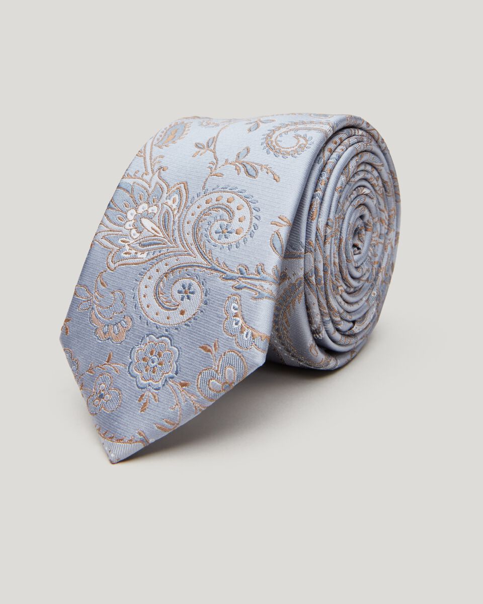 Light Blue Two-Tone Floral Jacquard Silk Tie